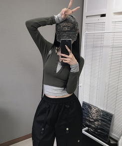 コットンパンツ バックルバンディングカーゴパンツ BLACK