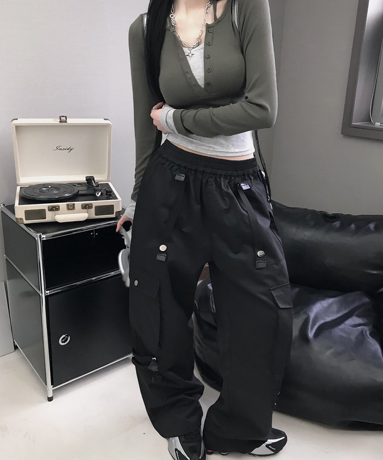 バックルバンディングカーゴパンツ BLACK