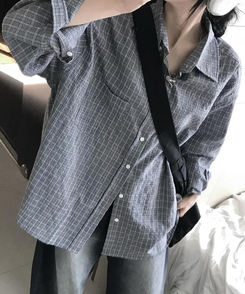 シャツ コットンチェックシャツ CHARCOAL
