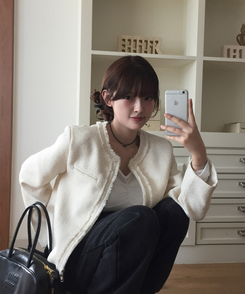 タッセルツイードジャケット IVORY