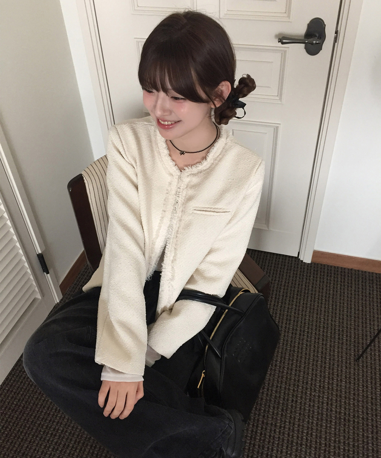 タッセルツイードジャケット IVORY