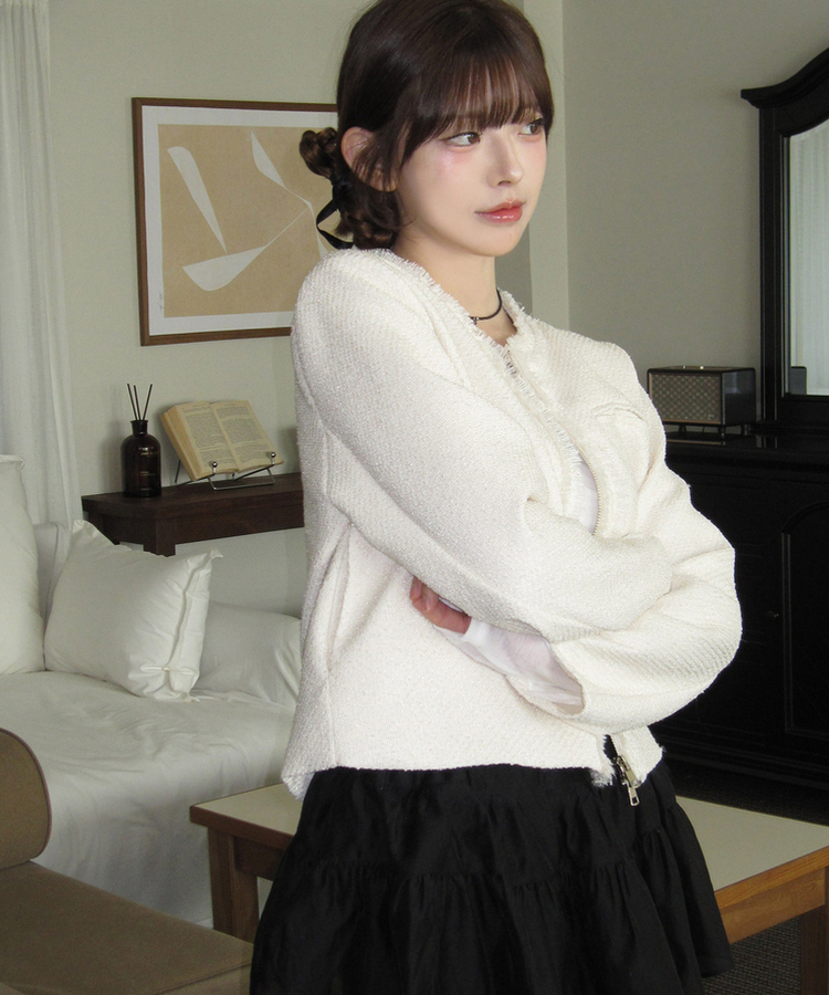 タッセルツイードジャケット IVORY