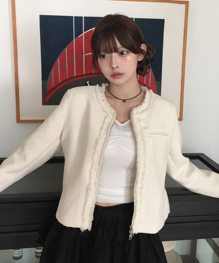 タッセルツイードジャケット IVORY