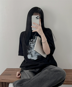 半袖Tシャツ プリンティング半袖Tシャツ BLACK