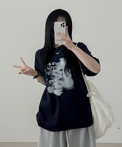 半袖Tシャツ プリンティング半袖Tシャツ NAVY