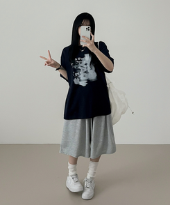 半袖Tシャツ プリンティング半袖Tシャツ NAVY