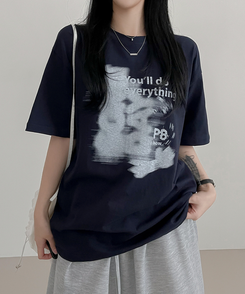 半袖Tシャツ プリンティング半袖Tシャツ NAVY