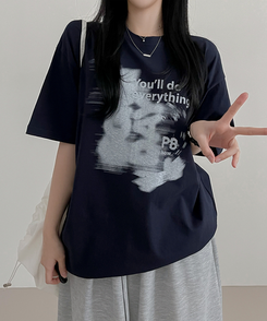 半袖Tシャツ プリンティング半袖Tシャツ NAVY