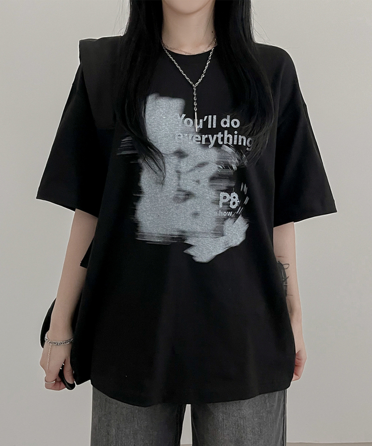 プリンティング半袖Tシャツ BLACK