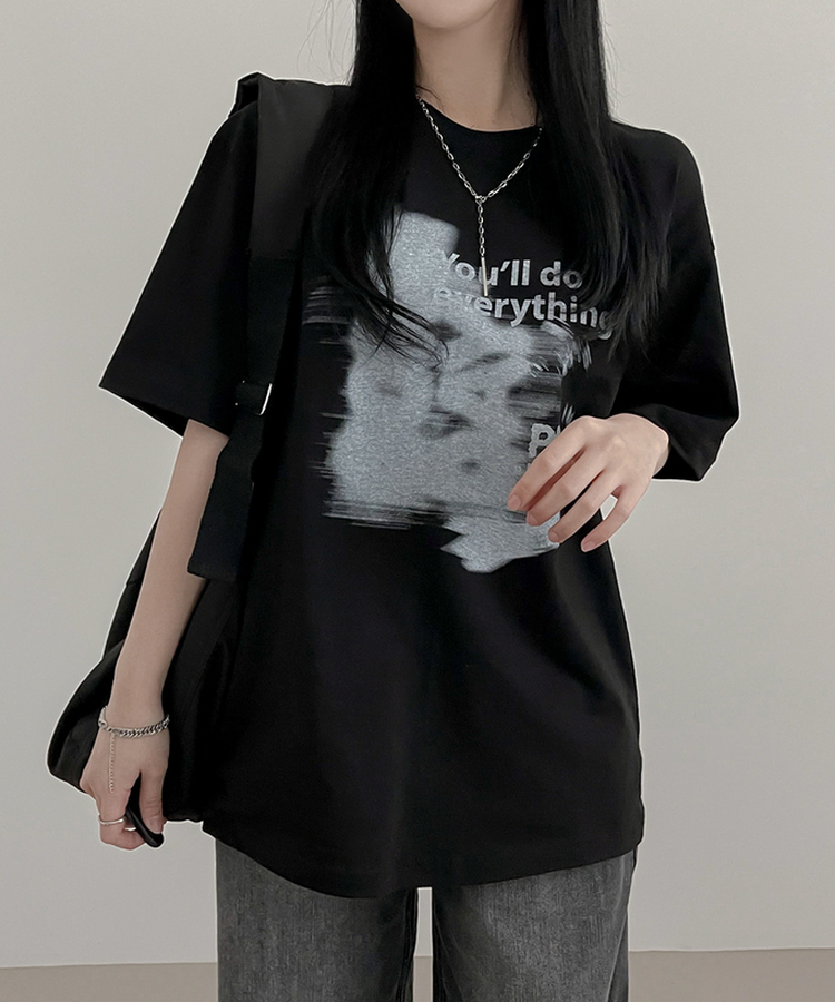 プリンティング半袖Tシャツ BLACK
