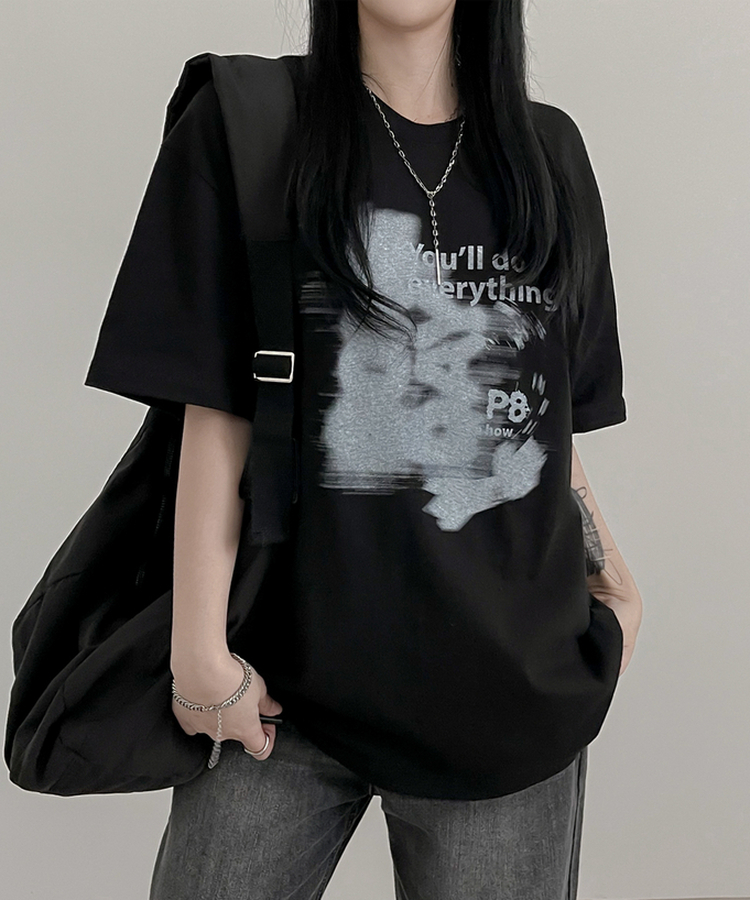 プリンティング半袖Tシャツ BLACK