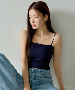 ノースリーブ 【カップ付き】ベーシックキャミソール(5color) NAVY