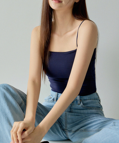 ノースリーブ 【カップ付き】ベーシックキャミソール(5color) NAVY