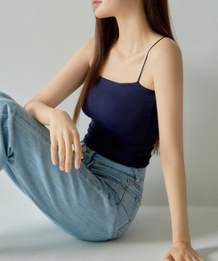 ノースリーブ 【カップ付き】ベーシックキャミソール(5color) NAVY