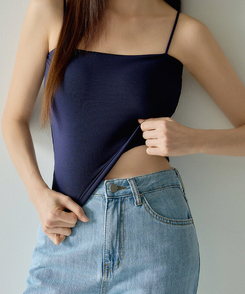 ノースリーブ 【カップ付き】ベーシックキャミソール(5color) NAVY