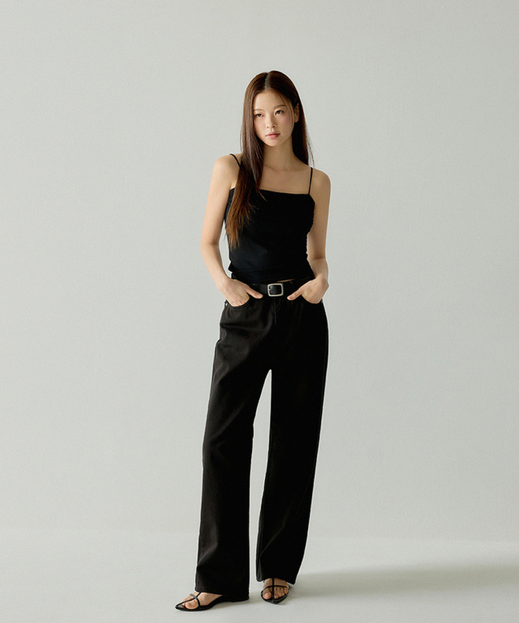 【カップ付き】ベーシックキャミソール(5color) BLACK