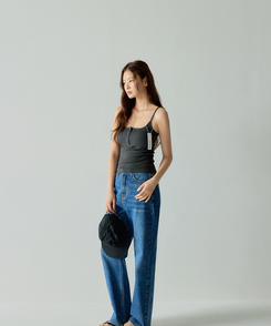 ノースリーブ 【カップ付き】ボタンキャミソール(5color) CHARCOAL