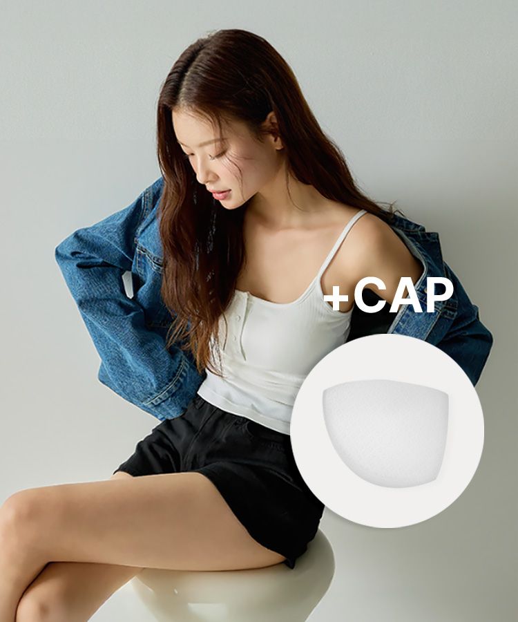 ノースリーブ 【カップ付き】ボタンキャミソール(5color) IVORY
