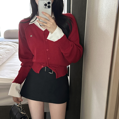 シルバーペンダントカーディガン(6color) RED