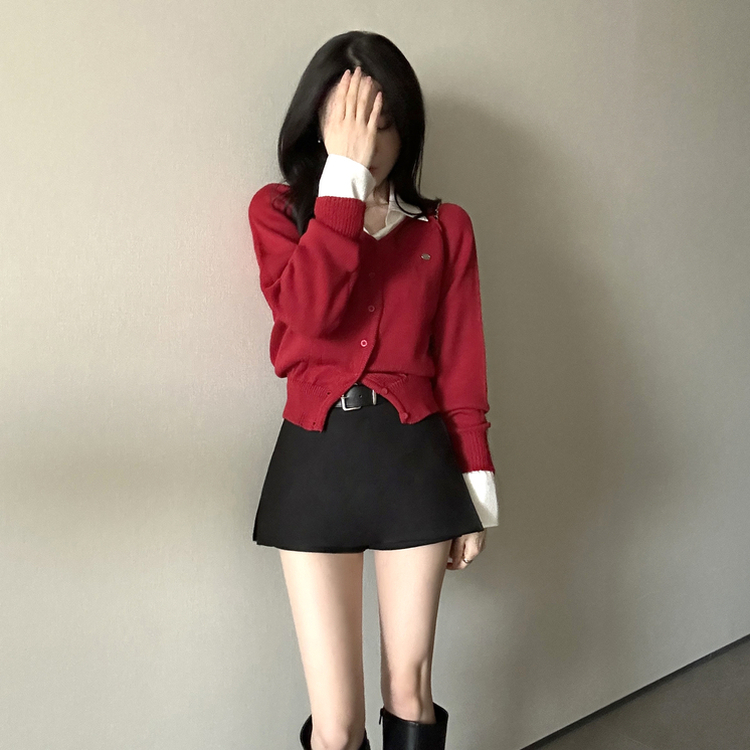 シルバーペンダントカーディガン(6color) RED