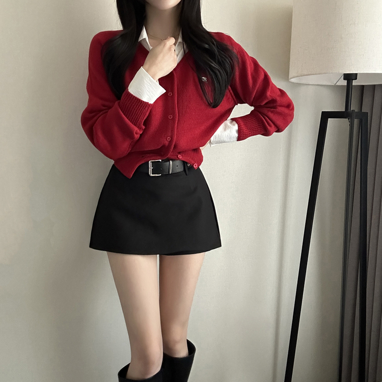 シルバーペンダントカーディガン(6color) RED