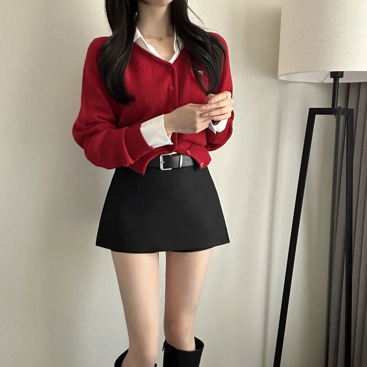 シルバーペンダントカーディガン(6color) RED