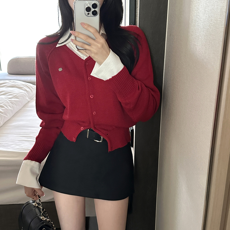 シルバーペンダントカーディガン(6color) RED