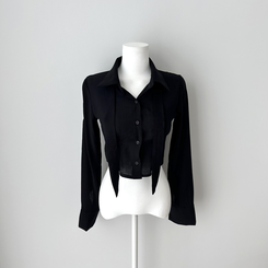 【タイ付き】クロップレイヤードブラウス