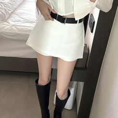 【ベルト付き】【ベルト付き】カジュアルスカートパンツ WHITE