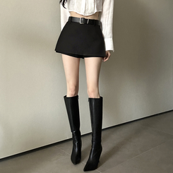 【ベルト付き】【ベルト付き】カジュアルスカートパンツ BLACK