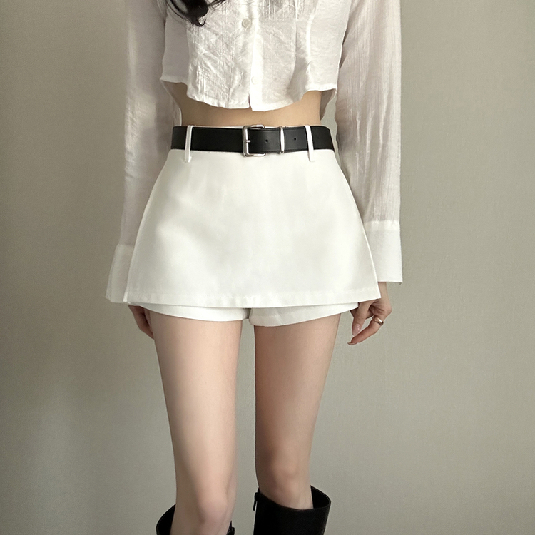 【ベルト付き】【ベルト付き】カジュアルスカートパンツ WHITE