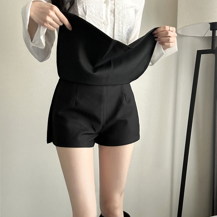 【ベルト付き】【ベルト付き】カジュアルスカートパンツ BLACK