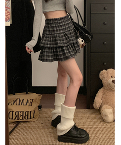 ミニスカート チェックティアードスカート BLACK