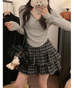 ミニスカート チェックティアードスカート BLACK