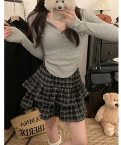 ミニスカート チェックティアードスカート BLACK