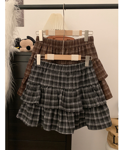 ミニスカート チェックティアードスカート