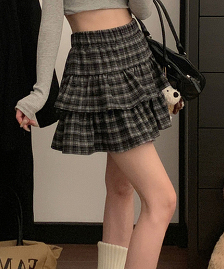 チェックティアードスカート BLACK