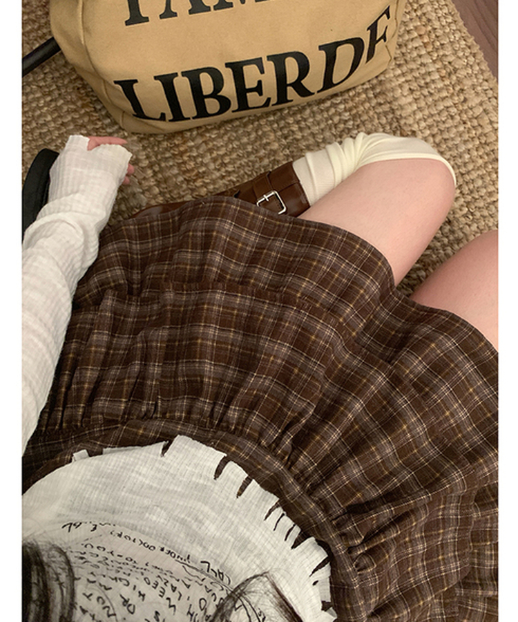 チェックティアードスカート BROWN