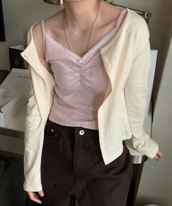 カーディガン ラウンドボタンルーズカーディガン CREAM