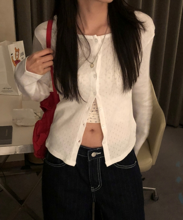 ラウンドボタンルーズカーディガン IVORY