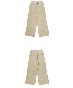 베즈 코튼 절개 와이드 팬츠