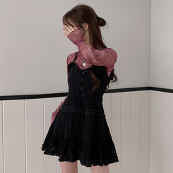 フリルビスチェミニワンピース BLACK