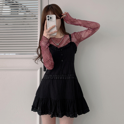 フリルビスチェミニワンピース BLACK