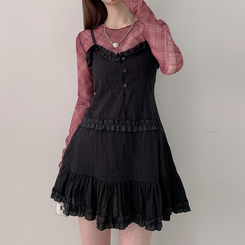 フリルビスチェミニワンピース BLACK