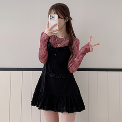 フリルビスチェミニワンピース BLACK