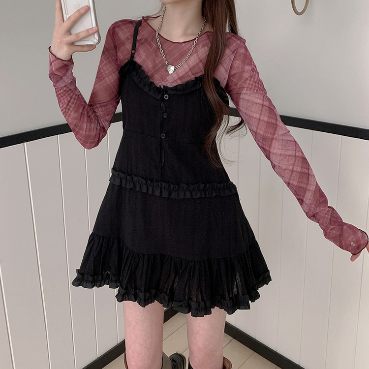 フリルビスチェミニワンピース BLACK