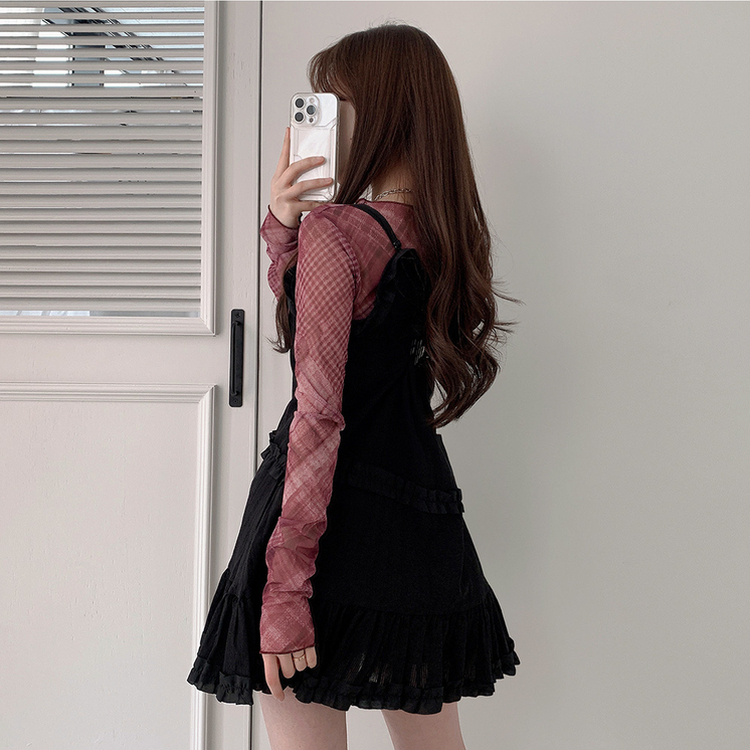 フリルビスチェミニワンピース BLACK