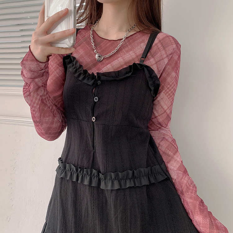 フリルビスチェミニワンピース BLACK