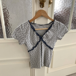 半袖Tシャツ レースVネック半袖Tシャツ