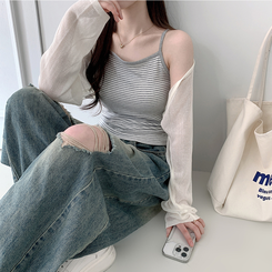 カーディガン シースルークロップボレロカーディガン(6color) CREAM
